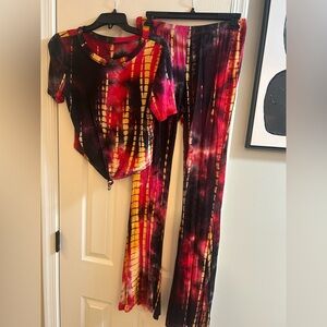 Vibrant Tie-Dye Top and Pants Set